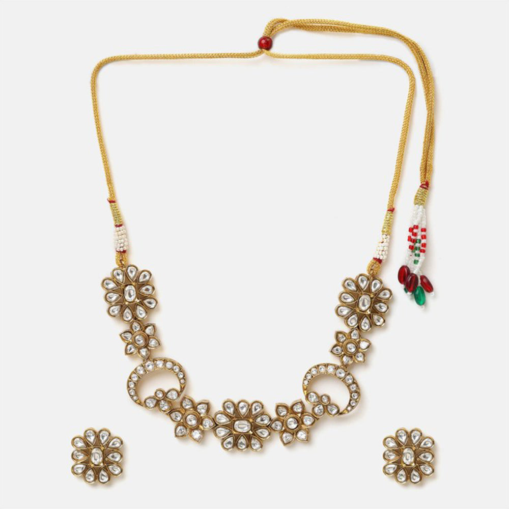 Ruby Raang Studio Radiant Crystal Kundan Necklace with Earrings