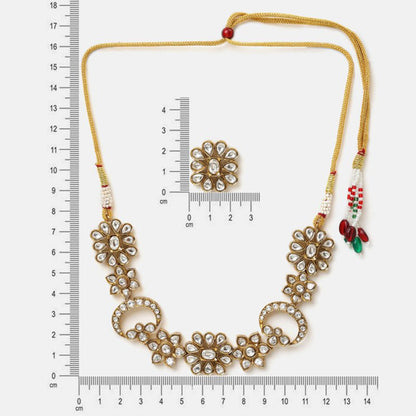 Ruby Raang Studio Radiant Crystal Kundan Necklace with Earrings