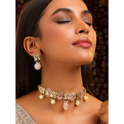 Ruby Raang Studio Gulnar Kundan Necklace with Earrings