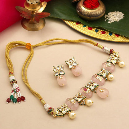 Ruby Raang Studio Gulnar Kundan Necklace with Earrings