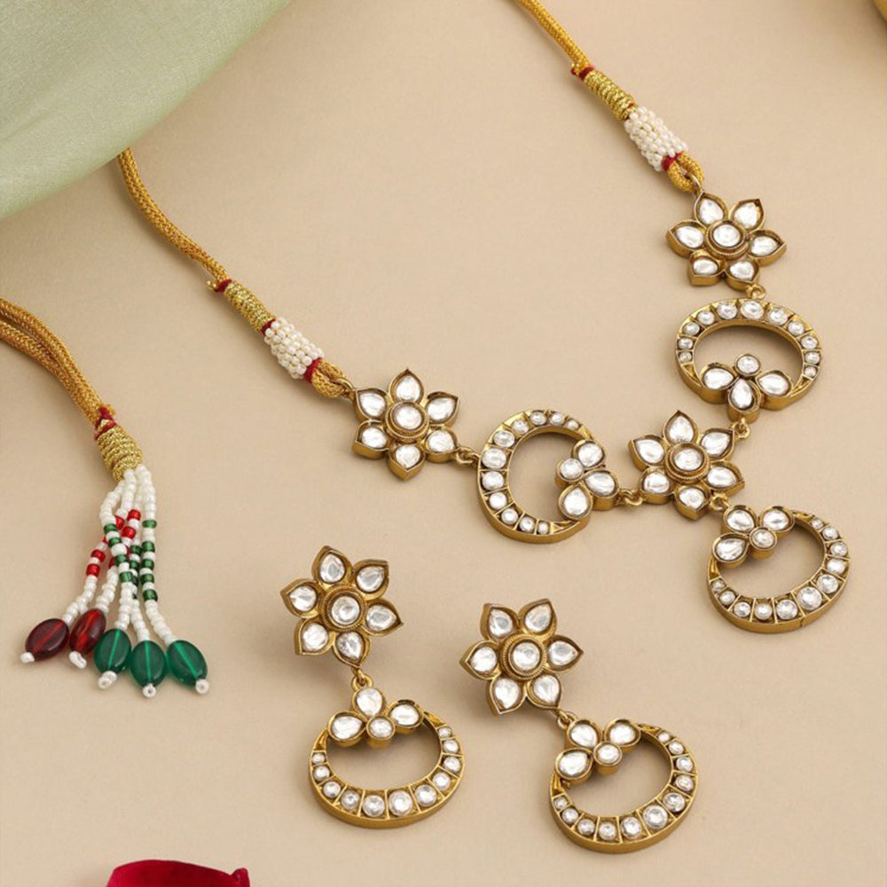 Ruby Raang Studio Chandni Kundan Necklace with Earrings