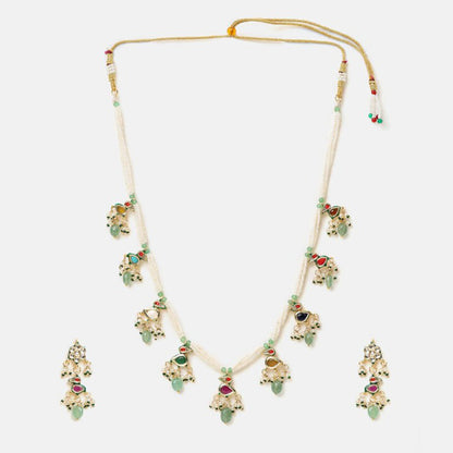 Ruby Raang Studio Regal Multi-Gem Kundan Necklace with Earrings