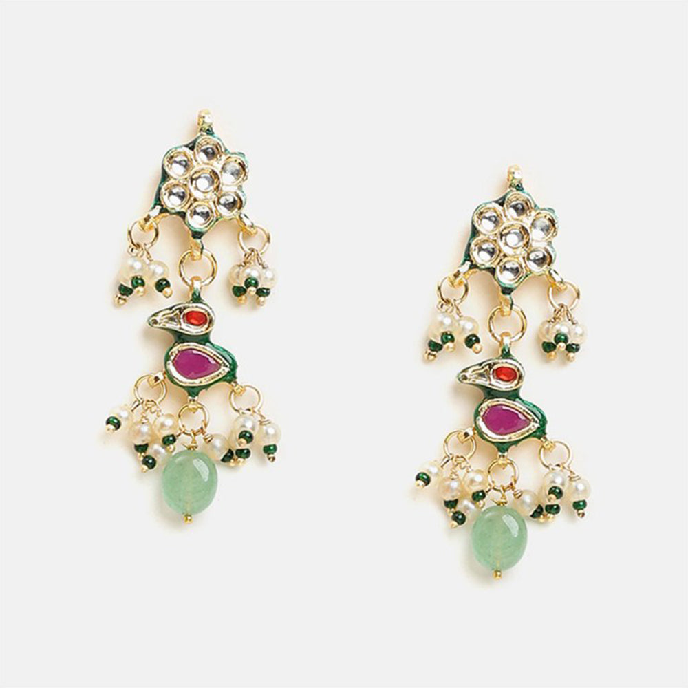 Ruby Raang Studio Regal Multi-Gem Kundan Necklace with Earrings