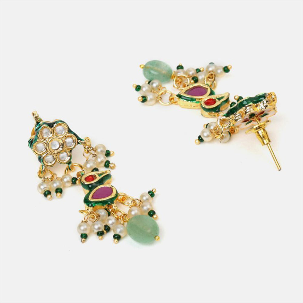 Ruby Raang Studio Regal Multi-Gem Kundan Necklace with Earrings