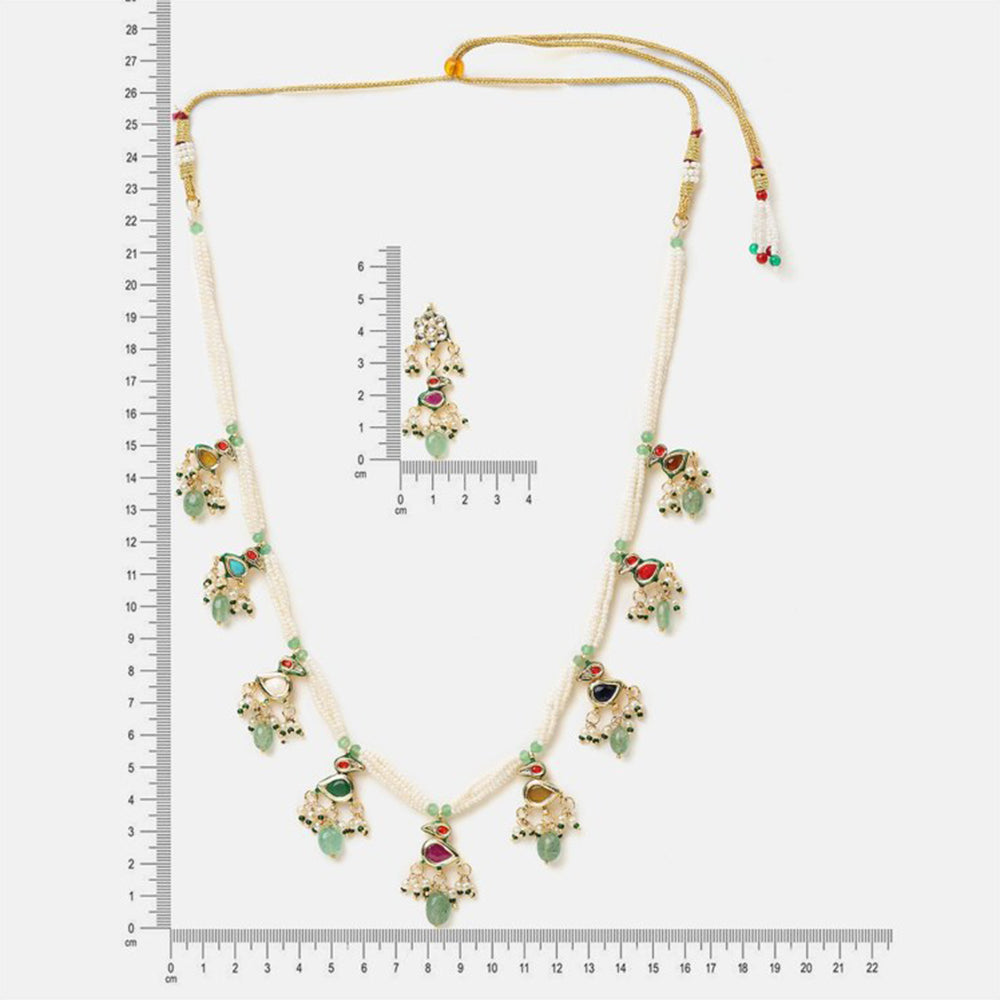 Ruby Raang Studio Regal Multi-Gem Kundan Necklace with Earrings