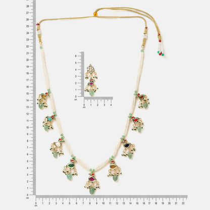 Ruby Raang Studio Regal Multi-Gem Kundan Necklace with Earrings