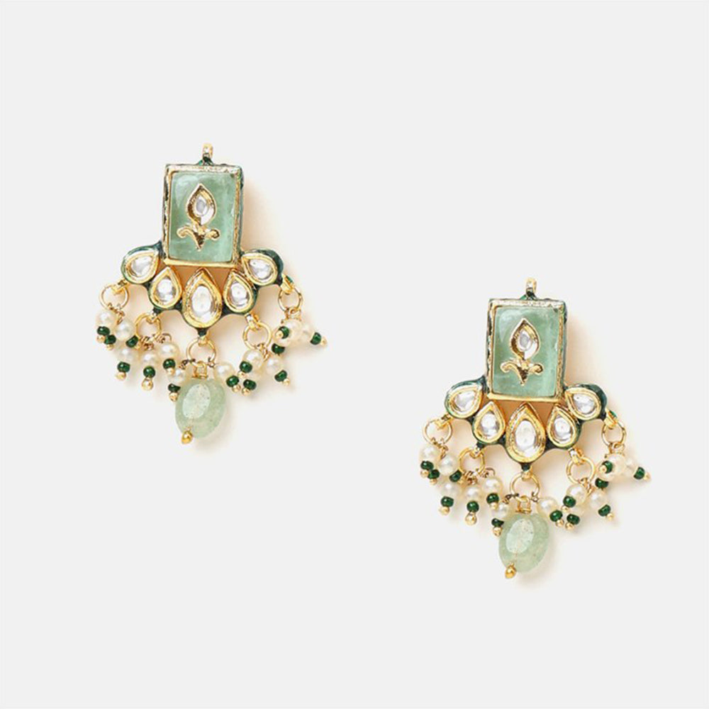 Ruby Raang Studio Pearl Glow Kundan Necklace with Earrings and Maang Tikka