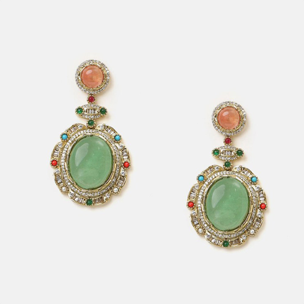 Ruby Raang Studio Navratna Legacy Kundan Necklace with Earrings
