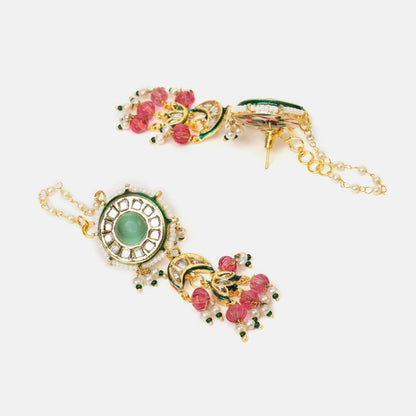 Ruby Raang Studio Kundan Emerald Bloom Kundan Necklace with Earrings