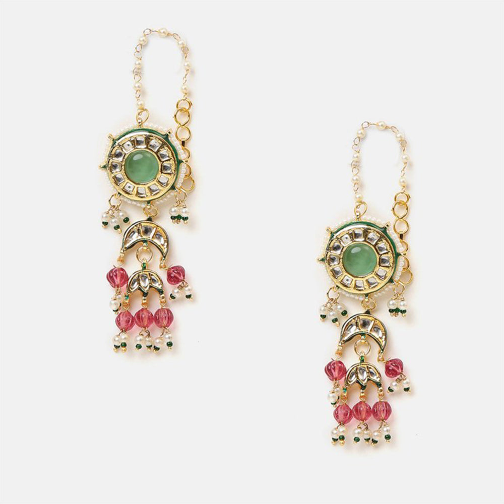 Ruby Raang Studio Kundan Emerald Bloom Kundan Necklace with Earrings