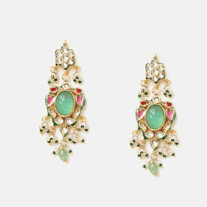 Ruby Raang Studio Rajkumari Kundan Necklace with Earrings and Maang Tikka