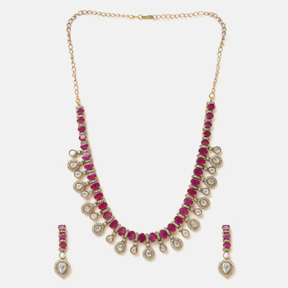 Ruby Raang Studio Pink Kundan Necklace with Earrings