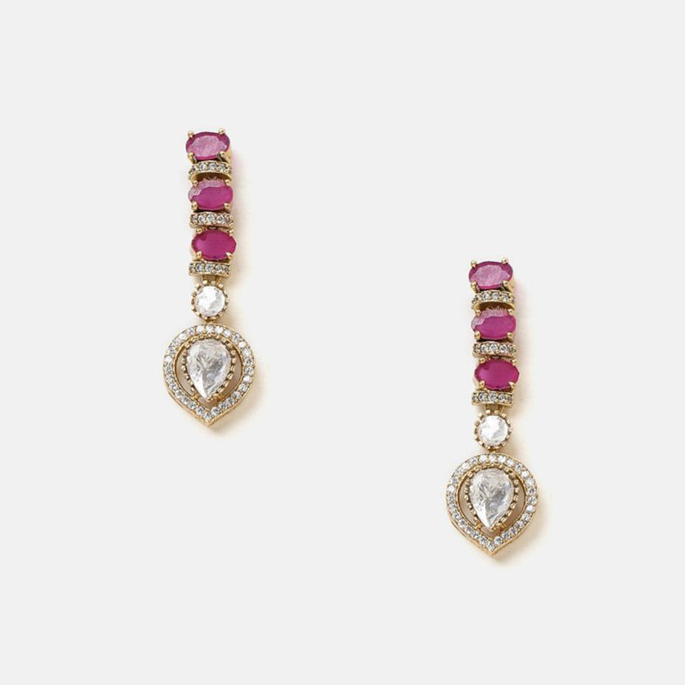 Ruby Raang Studio Pink Kundan Necklace with Earrings
