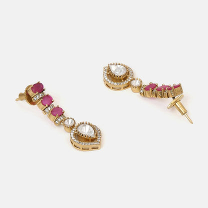Ruby Raang Studio Pink Kundan Necklace with Earrings