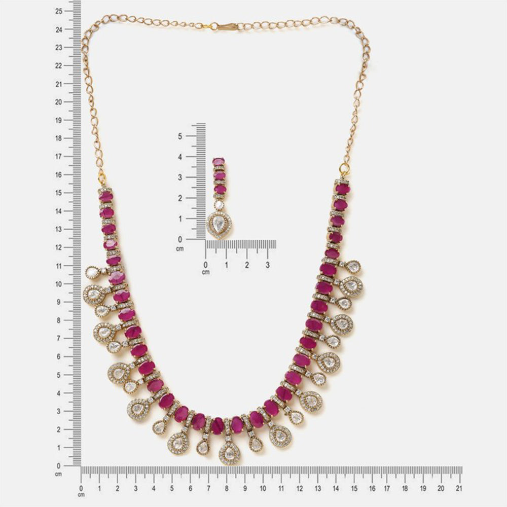 Ruby Raang Studio Pink Kundan Necklace with Earrings