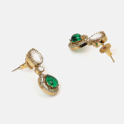 Ruby Raang Studio Green Stone Kundan Necklace with Earrings