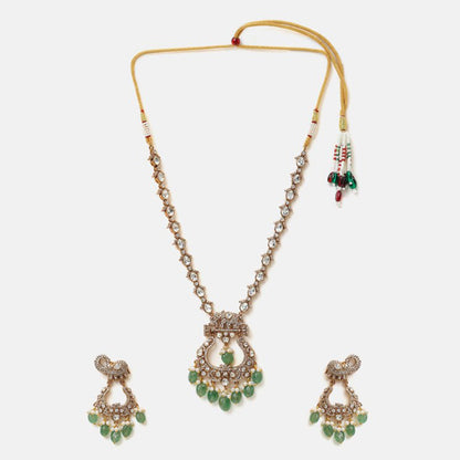 Ruby Raang Studio Green Maharani Kundan Necklace with Earrings