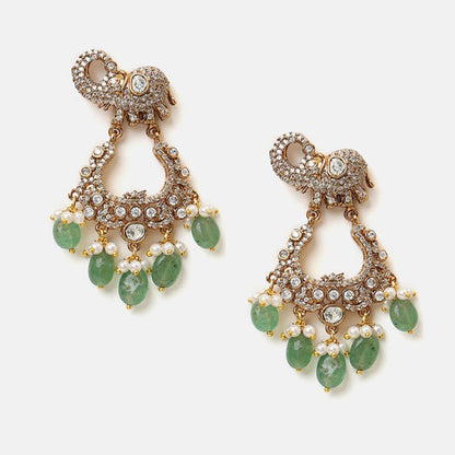 Ruby Raang Studio Green Maharani Kundan Necklace with Earrings