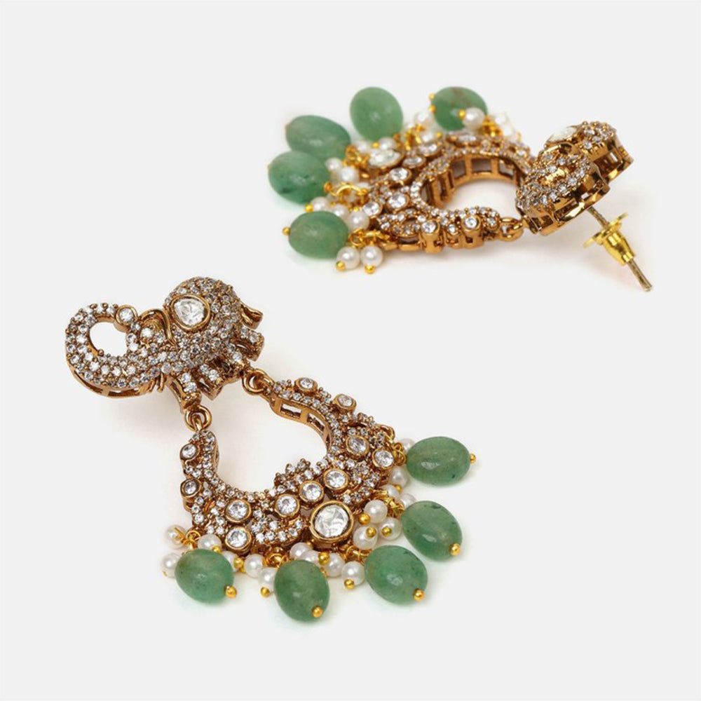 Ruby Raang Studio Green Maharani Kundan Necklace with Earrings