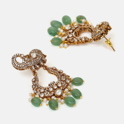 Ruby Raang Studio Green Maharani Kundan Necklace with Earrings