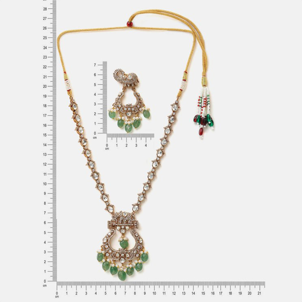 Ruby Raang Studio Green Maharani Kundan Necklace with Earrings