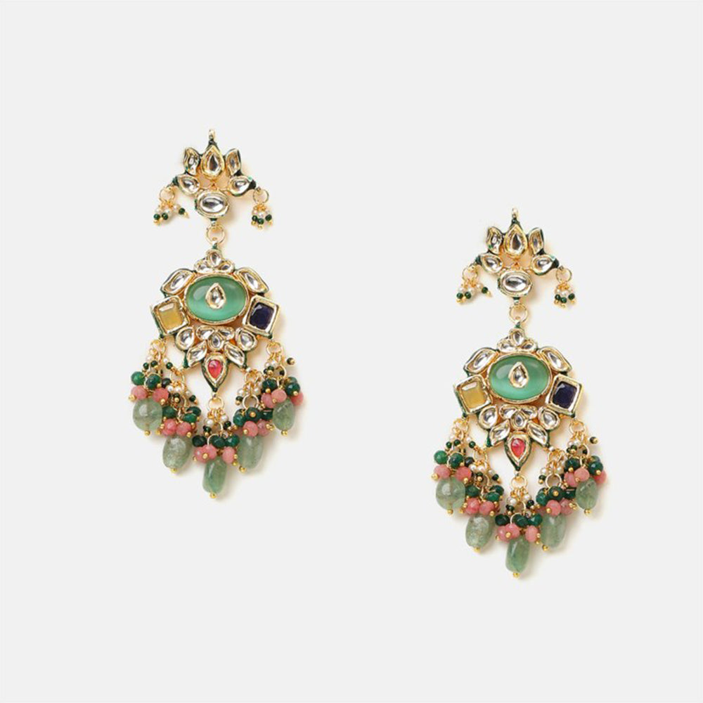 Ruby Raang Studio Multi-Color Kundan Necklace with Earrings