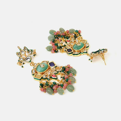 Ruby Raang Studio Multi-Color Kundan Necklace with Earrings