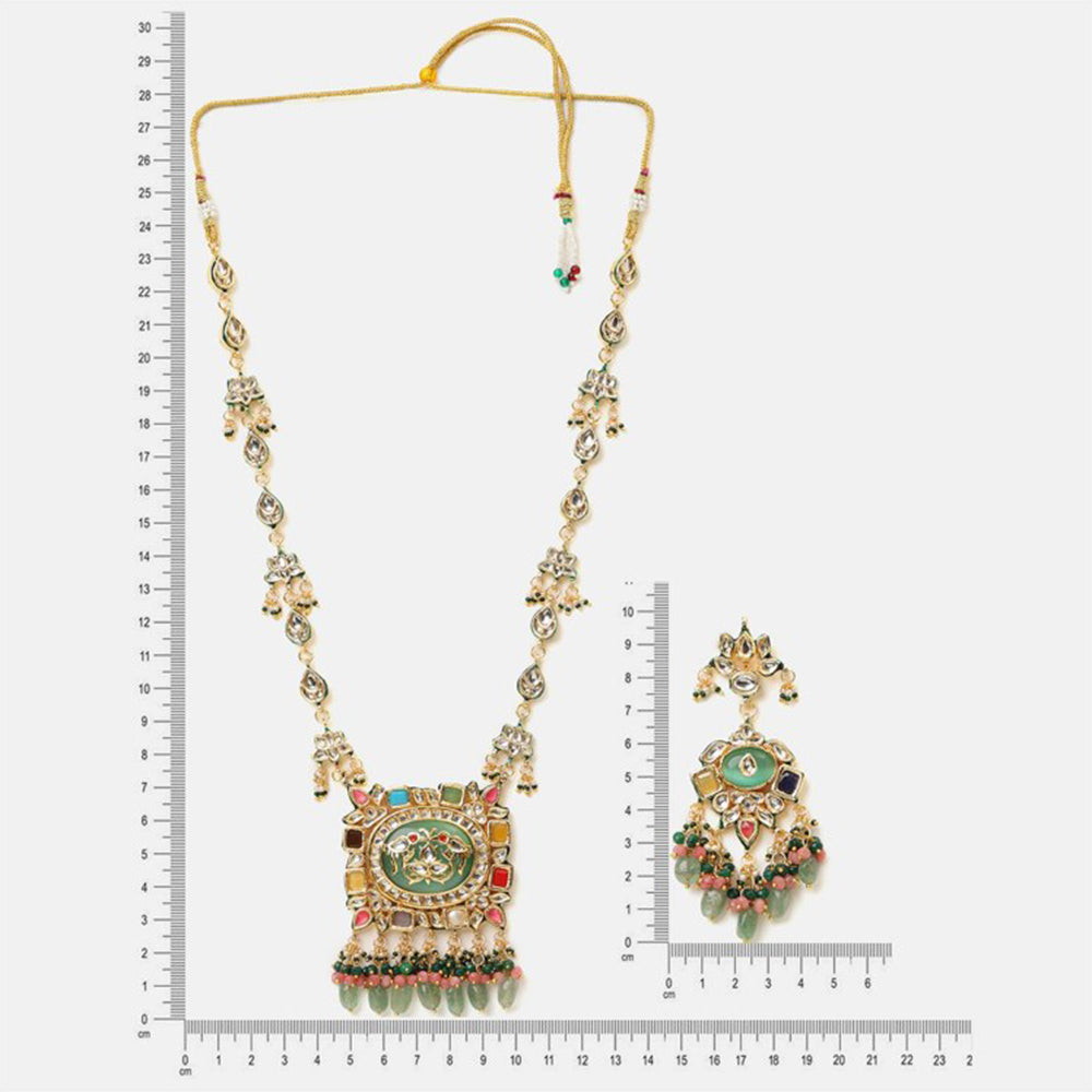 Ruby Raang Studio Multi-Color Kundan Necklace with Earrings