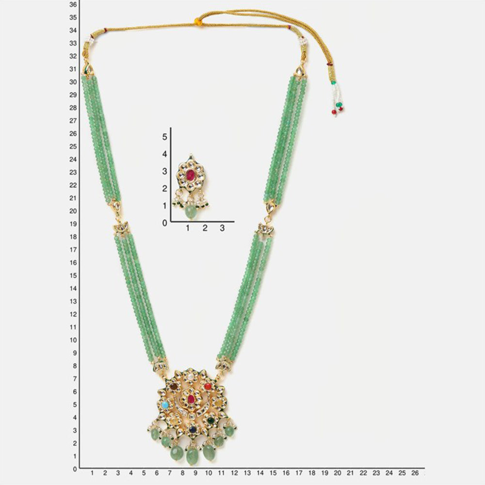 Ruby Raang Studio Multi-Color Long Kundan Necklace with Earrings