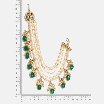 Ruby Raang Studio Green Emerald Gold Plated Ear Chain