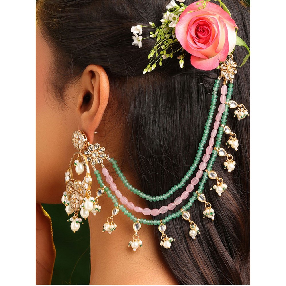 Ruby Raang Studio Multi-Color Gulnar Kundan Ear Chain