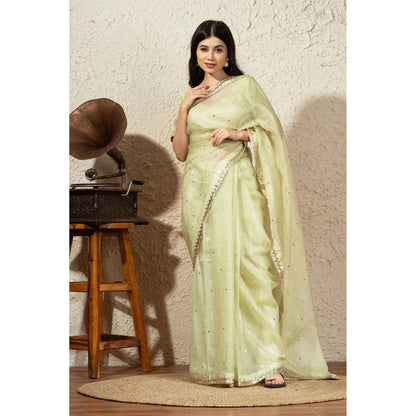 Ruhm Green Silk Pistachio Elegance with Stitched Blouse