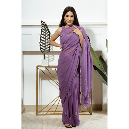 Ruhm Lavender Luxe Saree with Stitched Blouse
