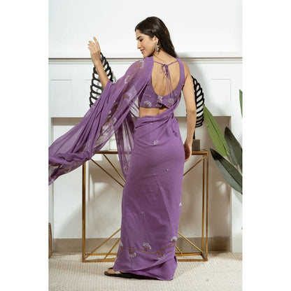 Ruhm Lavender Luxe Saree with Stitched Blouse