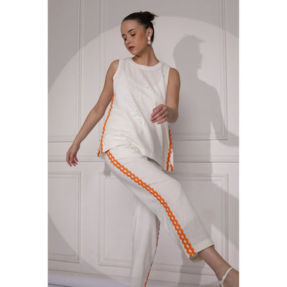 Ruhm White Women Co-Ord (Set of 2)