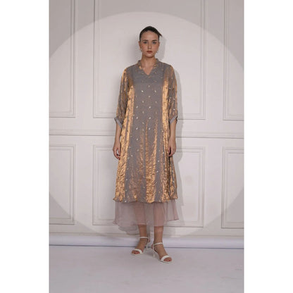Ruhm Tint Brown Long Dress for Card Parties