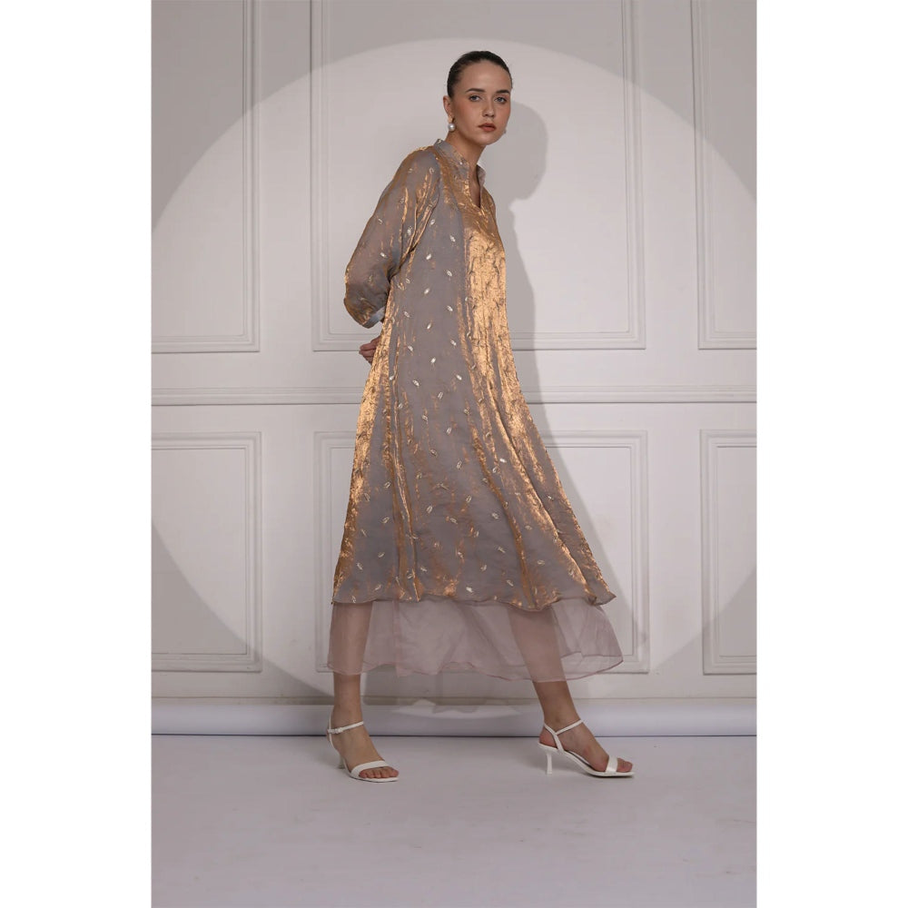 Ruhm Tint Brown Long Dress for Card Parties