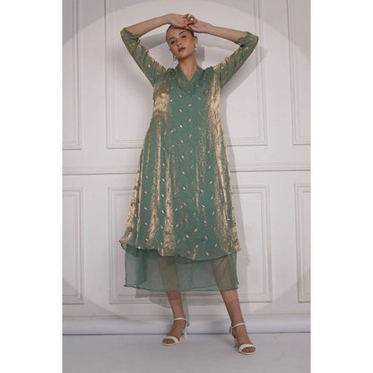 Ruhm Celadon Long Dress for Card Parties