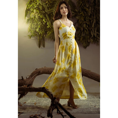 Ruhm Marigold Natural: Pure Cotton Mul Sleeveless Dress