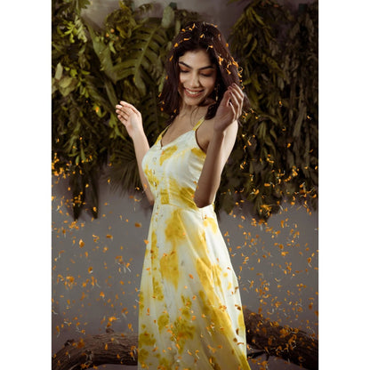 Ruhm Marigold Natural: Pure Cotton Mul Sleeveless Dress