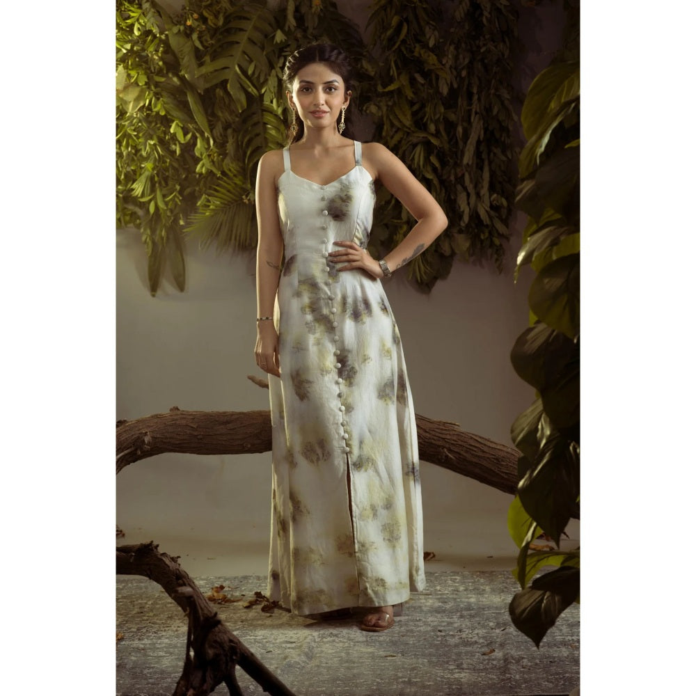 Ruhm Natural Roses: Pure Cotton Mul Sleeveless Dress