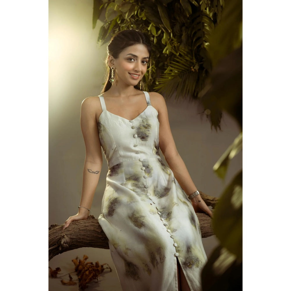 Ruhm Natural Roses: Pure Cotton Mul Sleeveless Dress