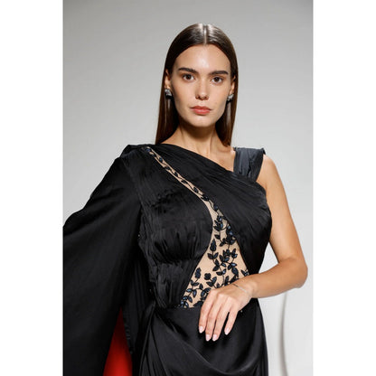 Ruhm Elegance Noir Satin Cocktail Dress