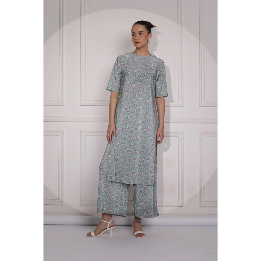 Ruhm Floral Print Pink Kurta with Pant (Set of 2)