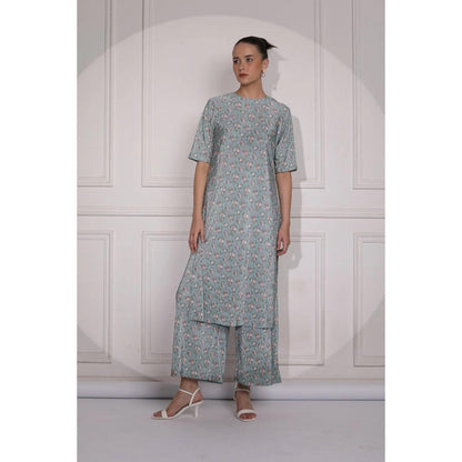 Ruhm Floral Print Pink Kurta with Pant (Set of 2)