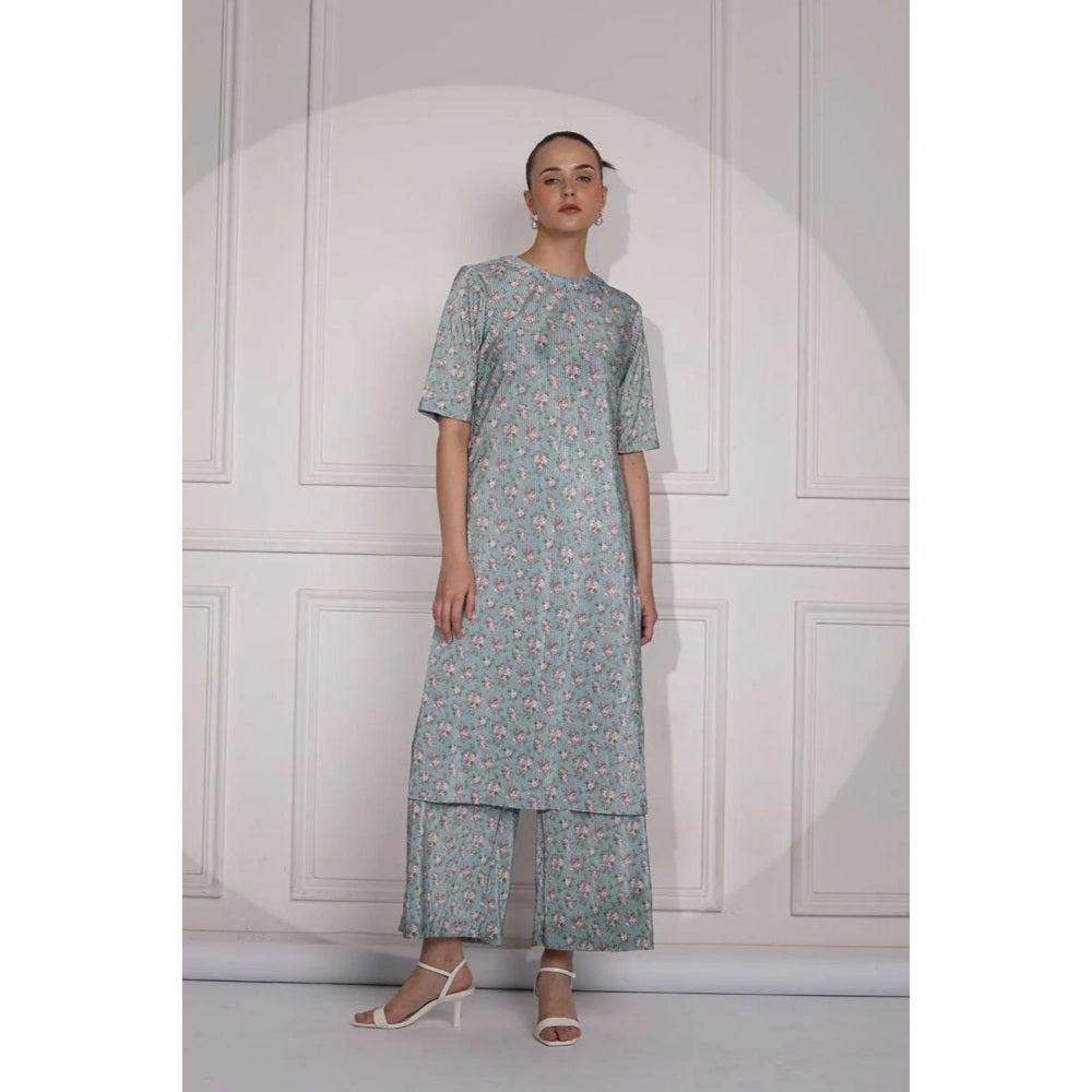 Ruhm Floral Print Pink Kurta with Pant (Set of 2)