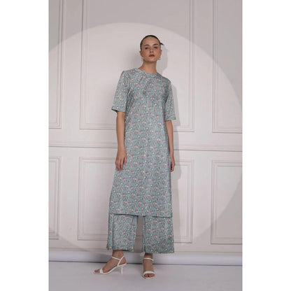 Ruhm Floral Print Pink Kurta with Pant (Set of 2)