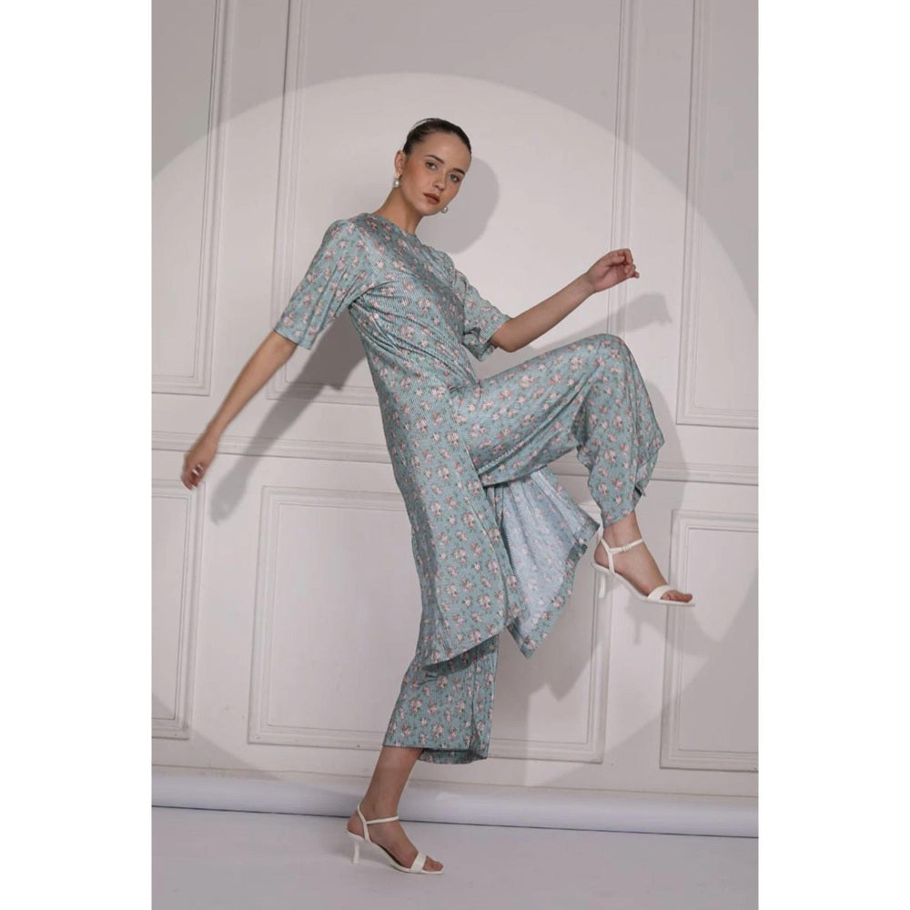 Ruhm Floral Print Pink Kurta with Pant (Set of 2)