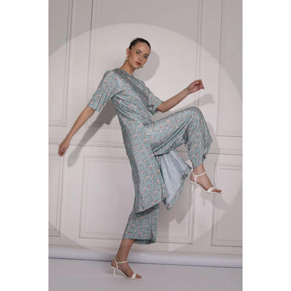 Ruhm Floral Print Pink Kurta with Pant (Set of 2)