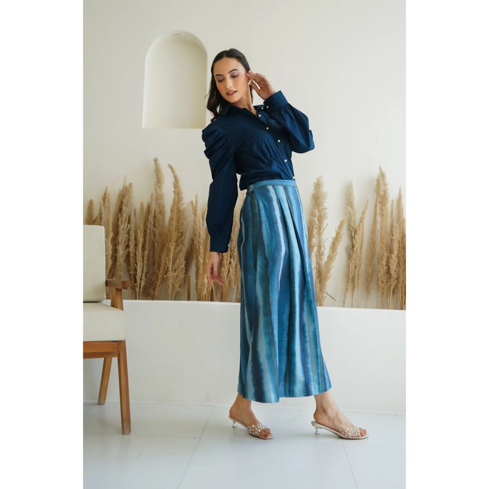 Ruhm Blue Ocean Ink Shirt with Skirt (Set of 2)